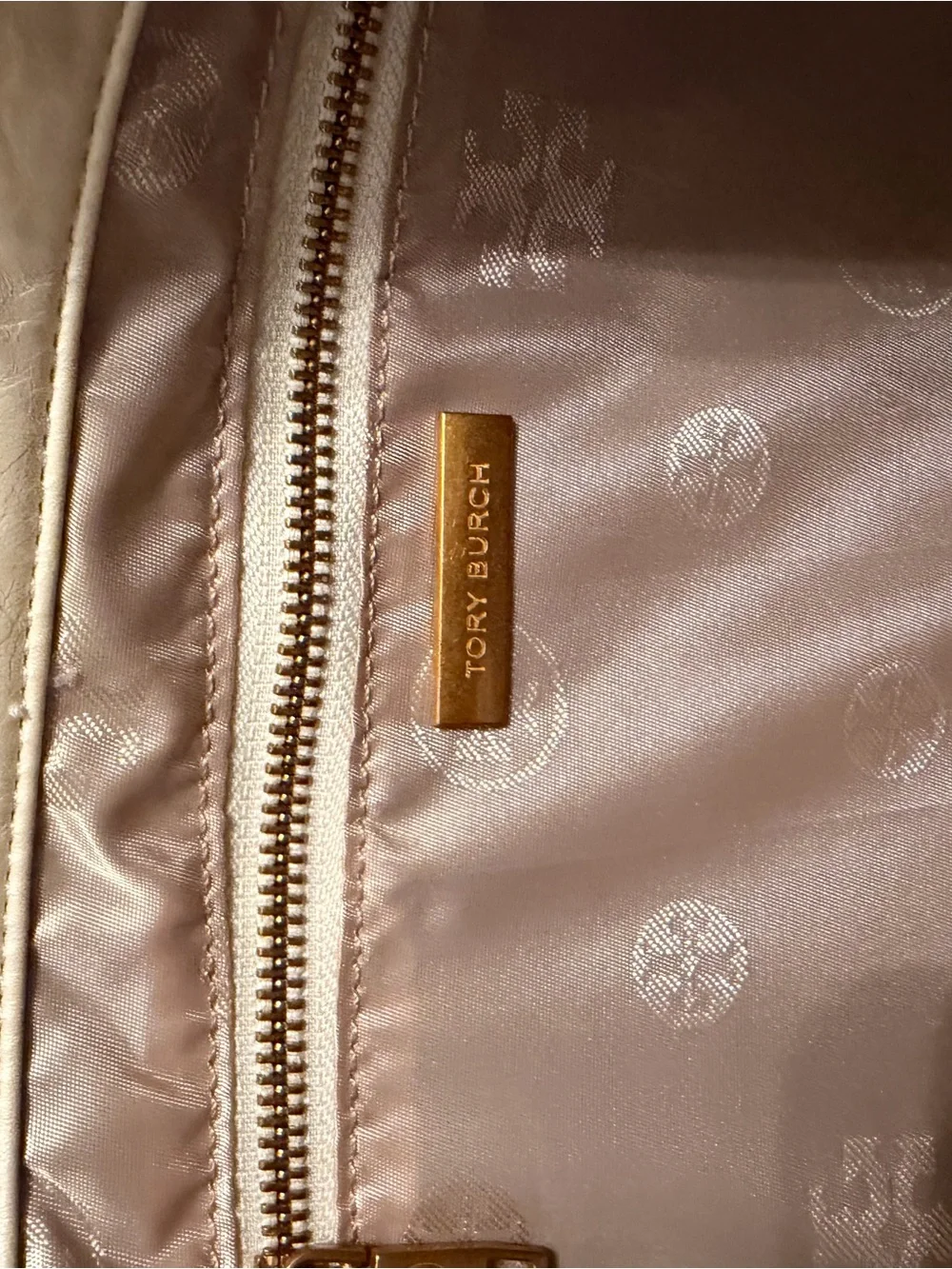 Tory Burch Ivory Logo Chain-Handle Tote